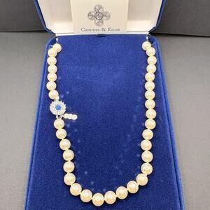 Camrose & Kross Jackie Kennedy JBK Glass Faux Pearl Single‎ Strand Necklace 22"